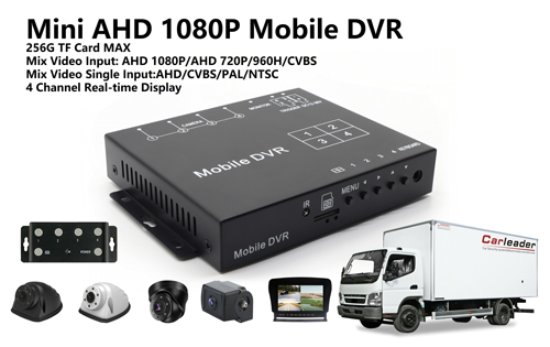 4 CH Mini AHD 1080P mobiliojo DVR rinkinys su 4 HD kameromis