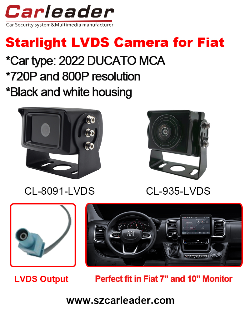 Carleader LVDS automobilio galinio vaizdo kamera, tinkanti Fiat Ducato