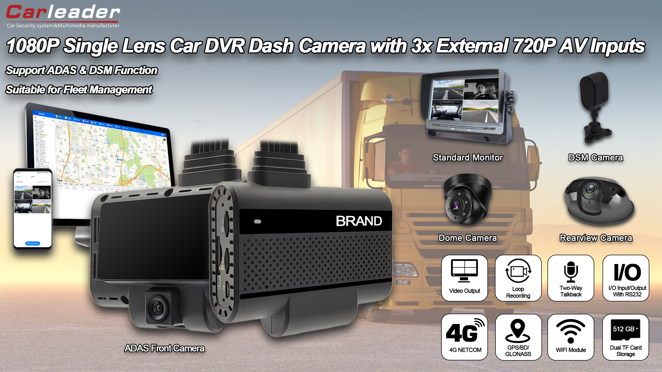 „Carleader 4CH DVR AI Dash“ fotoaparatų sistema, skirta parko valdymui
