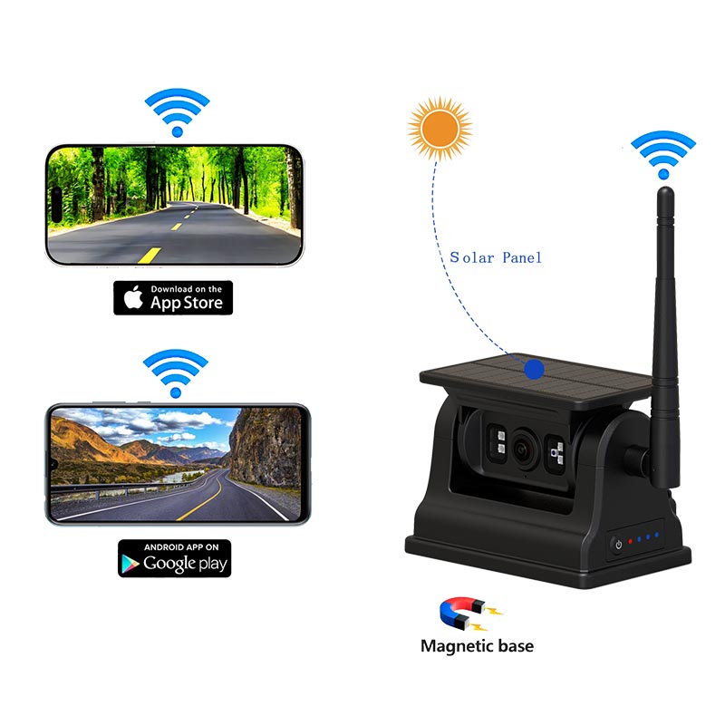 Magnetinė saulės „WiFi“ belaidė atsarginė kamera, skirta „iOS Android“
