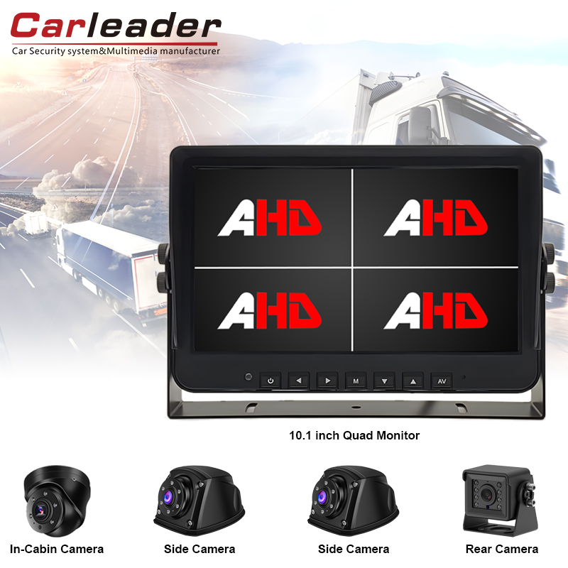 Atnaujinkite savo stebėjimo patirtį naudodamiesi „Carleader 10.1“ colio 4AV įvesties „Quad View AHD“ transporto priemonės monitoriaus ir fotoaparato rinkiniu