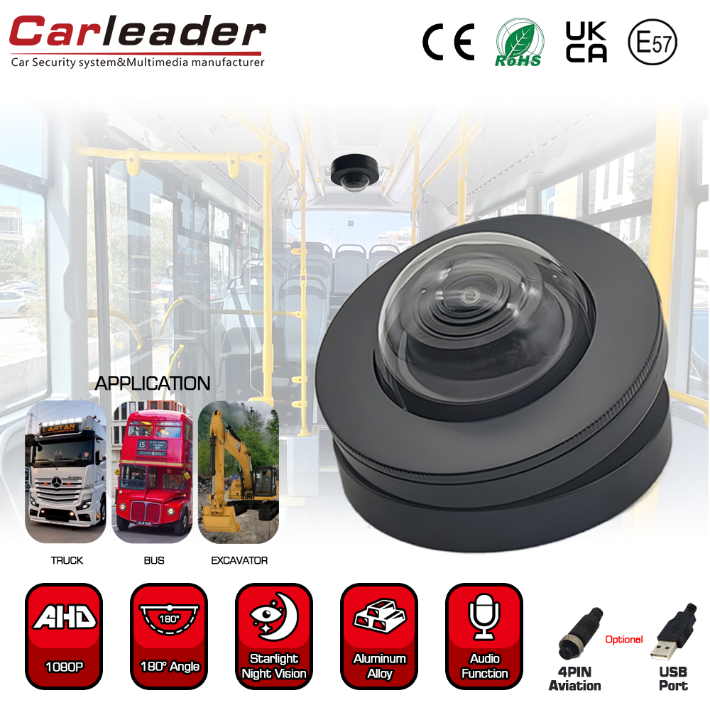 Carleader 180 laipsnių plačiakampis HD 1080p kupolo transporto priemonės kamera, skirta stebėti transporto priemonę