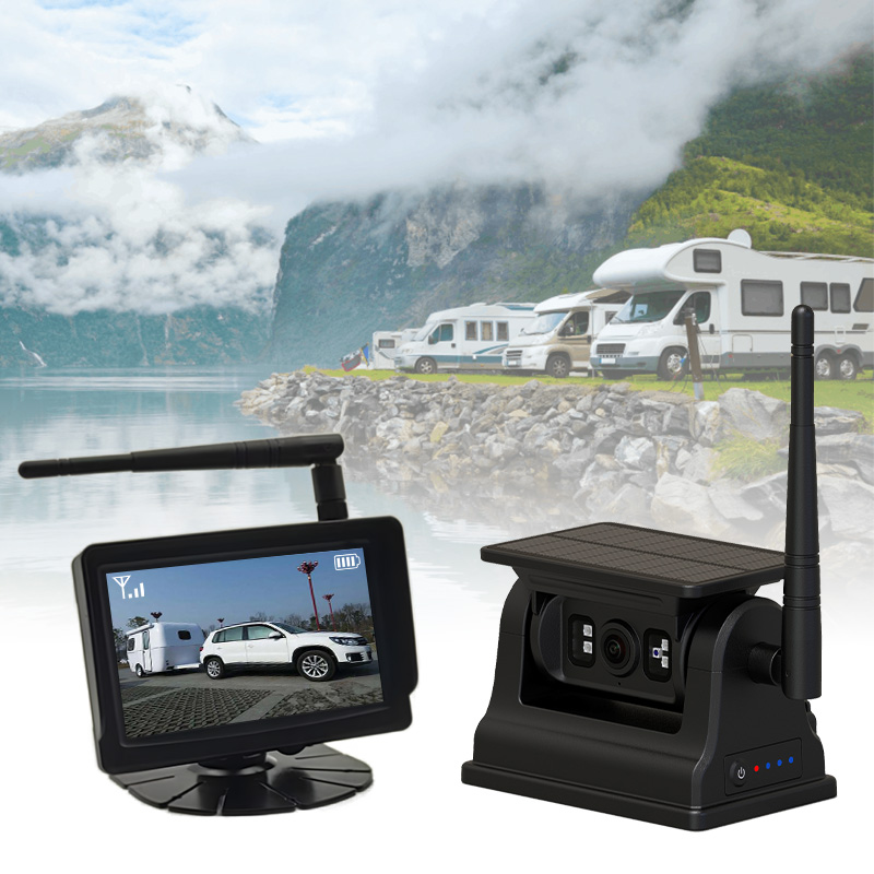 5 colių belaidė saulės energija maitinama įkraunama magnetinė transporto priemonės kamerų sistema