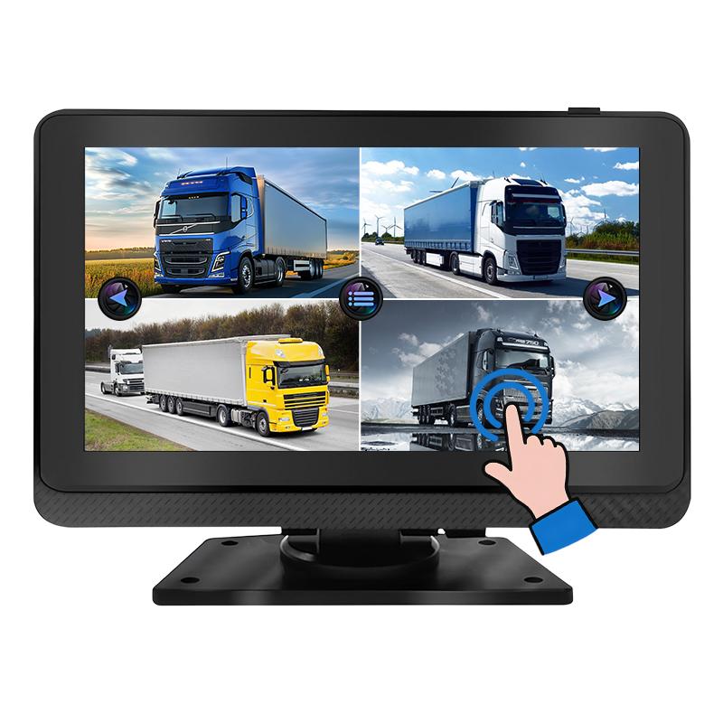 7 colių jutiklinio ekrano transporto priemonės keturių peržiūrų DVR monitorius su 1080p įrašymu